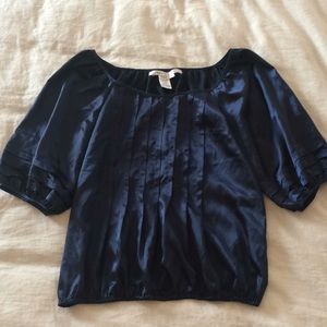 Max Studio Navy Bubble Top Size S